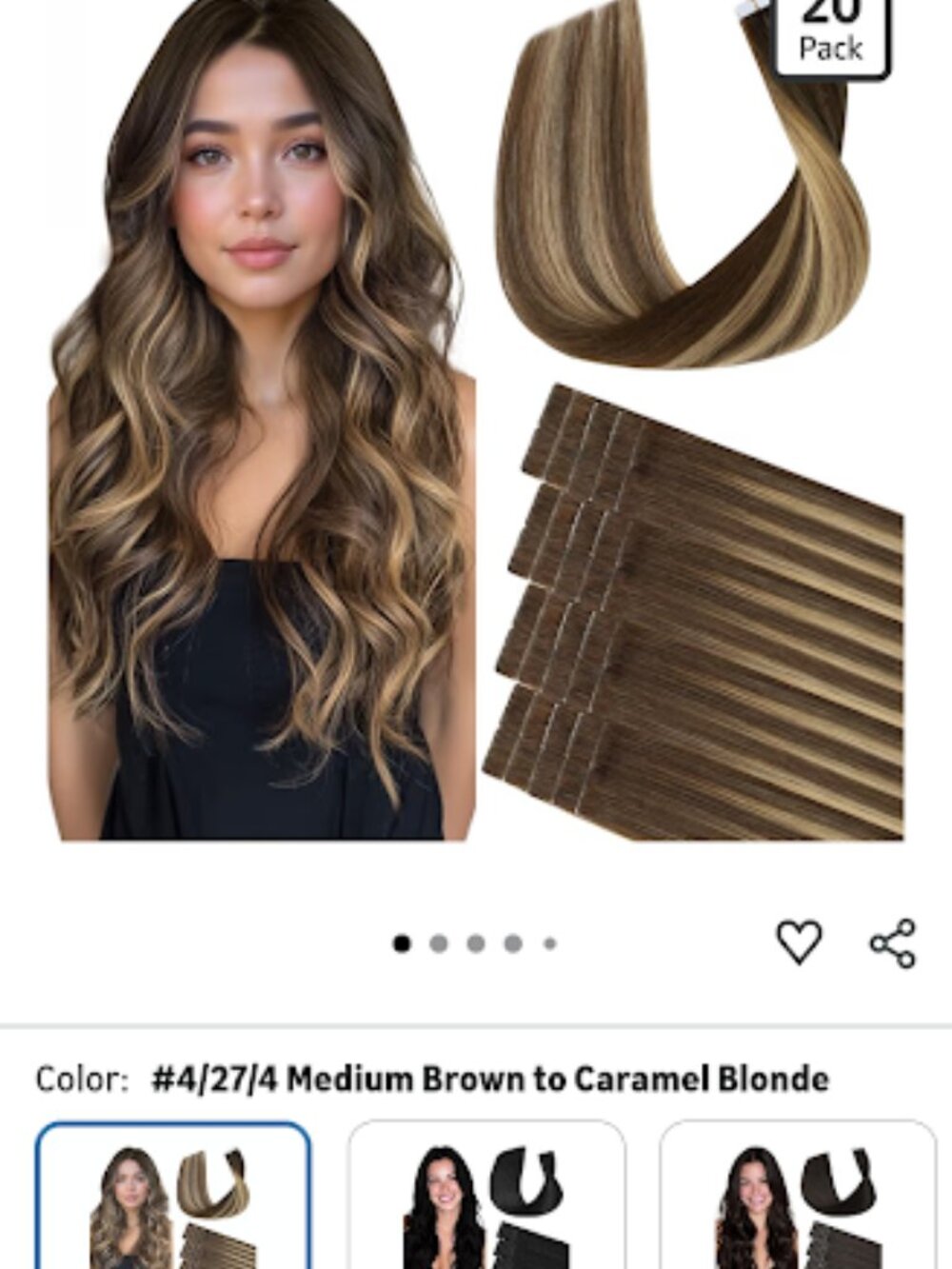 COOKAYU Tape In Hair Extensions Medium Brown to Caramel Blonde 20pcs 45g 16Inch